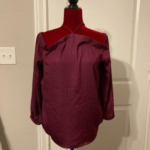 Loft burgundy NWT cold shoulder blouse 
L/S